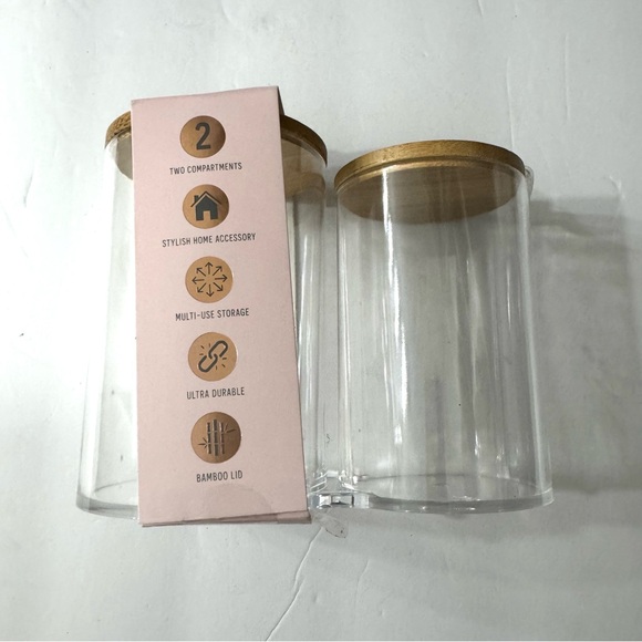 OASIS HOME Acrylic Vanity Organizer 2 Compartments  w/ Bamboo Lids - Picture 9 of 13